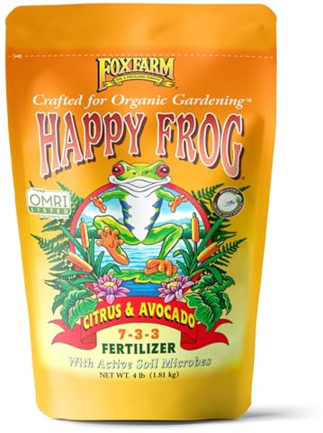 FoxFarm Happy Frog Citrus and Avocado Fertilizer- OMRI Listed Citrus Fertilizer, Slow-Release Nitrogen, Calcium & Sulfur for Citrus & Avocado Trees - 4 lb