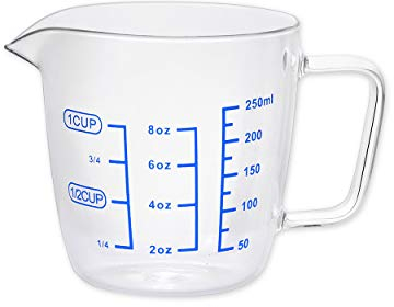 SCSpecial Measuring Jug Glass with 250ml 8.8oz Measuring Cup Scale Cup, 1 Cup