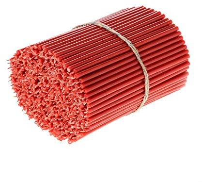 Danilovo Ritual Bienenwachs Kerzen (Rot) - Orthodoxe Kerzen für Gebet Tischdeko Hochzeit - Ungiftig, Ruß - Tropffrei, Lang, Nachhaltige Produkte, N80, Höhe: 18,5 cm, Ø 6,1 mm (200 stück)