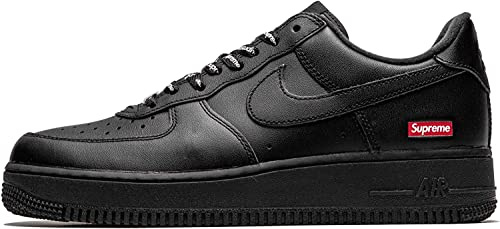 Nike Air Force 1 Low CU9225 001 Supreme Herren-Sneaker, Mini-Box-Logo, Schwarz, Größe 43, Schwarz, 44 EU