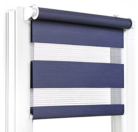 Fenster DEKOR - Rollos für Fenster Marineblau - Klemmfix Rollo ohne Bohren 150 x 80 cm - Doppelrollo mit einer breiten Auswahl an Größen und Farben - Blickdichte Rollos, einfach zu montieren