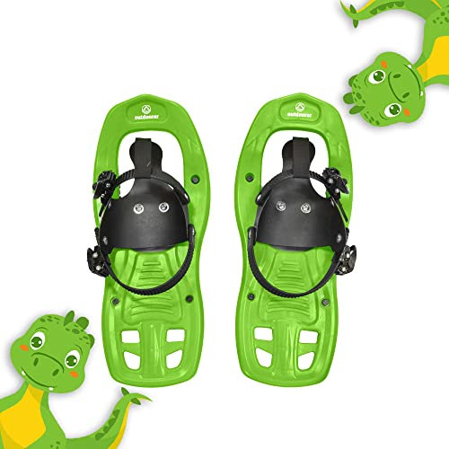 outdoorer Schneeschuhe Kinder SnowDino in Grün – robuster Kunststoffrahmen, für Kinder bis Schuhgröße 36