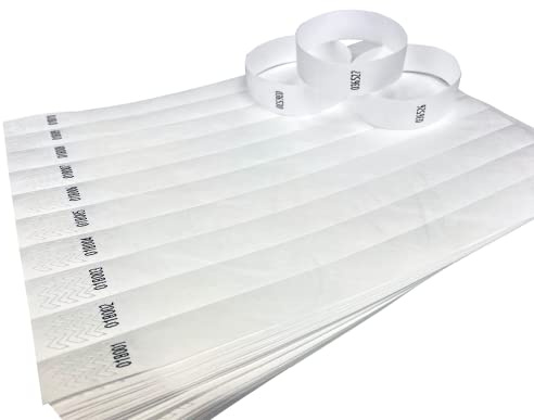 5000 Armband Vit Tyvek-identifieringsarmband för evenemang, säkerhet, fester och festivaler