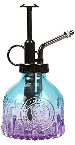 TOMEX Glass Plant Mister Spray Bottle 200ML Watering Bottle with Top Pump Watering Can for Indoor Outdoor House Plants, Flowers (Blue-Purple)