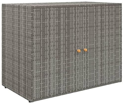 vidaXL Gartenschrank Geräteschrank Haushaltsschrank Aufbewahrungsschrank Beistellschrank Schrank Garten Balkon Grau 100x55,5x80cm Poly Rattan
