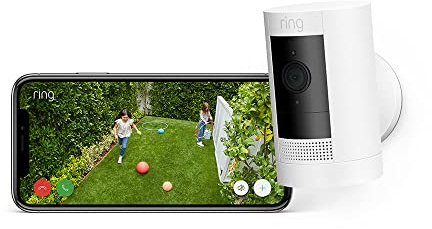 Ring videocamera esterna a batteria (Stick Up Cam) | Telecamera di sorveglianza wifi senza fili per esterno con 1080p HD video, audio bidirezionale, fai-da-te | Ring Home: 30 gg. prova gratuita