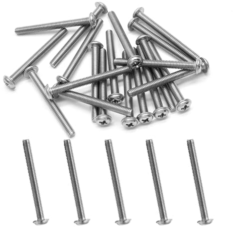 Cjueiom Lot de 20 vis M4 pour poignée de porte, 50 mm, boulons mécaniques en acier inoxydable 304, tête de rondelle cruciforme pour cuisine, chambre à coucher, tiroir, placard, poignées de placard