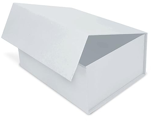 Verpackungswelt Geschenkbox mit Deckel 45x35x20cm Geschenkbox mit Magnetverschluss Perfekt für Geburtstag, Hochzeit, Weihnachten, Geburt Geschenkverpackung in Weiß