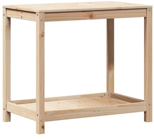 vidaXL Table de Rempotage avec Étagère, Table de Plantation avec Rangement, Banc de Rempotage, Table à Plantes Jardin, Bois Massif de Pin