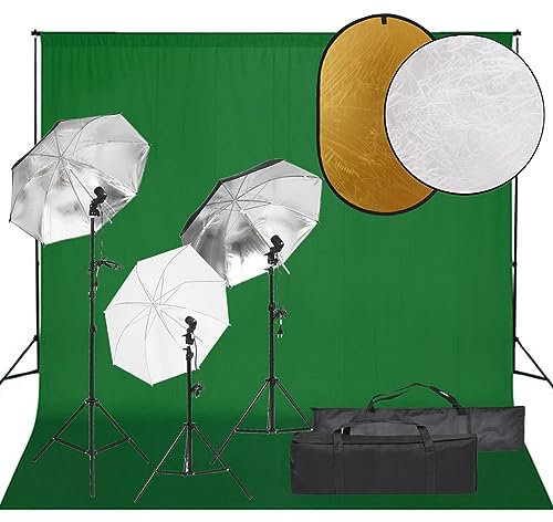 LAPOOH Fotostudio-Set mit Beleuchtung, Hintergrund und Reflektor, Fotostudio Set, Fotohintergrund, Hintergrund Ständer, Hintergrundsystem, Fotohintergrund Set, Fotohintergrund Ständer,