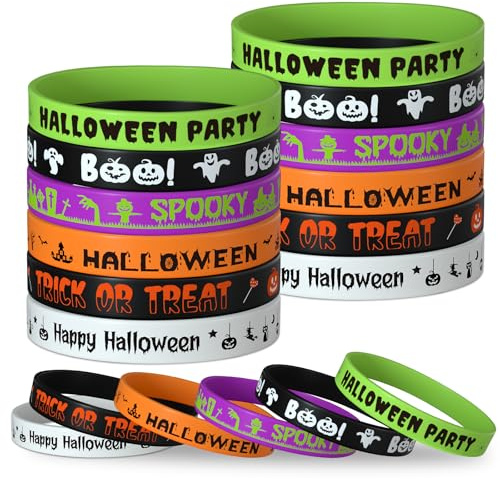 NEBURORA 24 Pcs Bracelets en caoutchouc d'Halloween bracelets en Silicone faveurs de fête d'Halloween cadeaux de bonbons ou de friandises