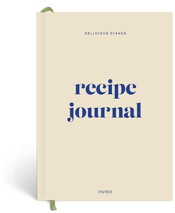 Papier A5 inbunden receptdagbok - kräm | Inbunden matrecept, matlagning och matdagbok | Dagbok bevarar familjetraditioner, utrymme för måltidsbetyg, tips och tips för matlagning