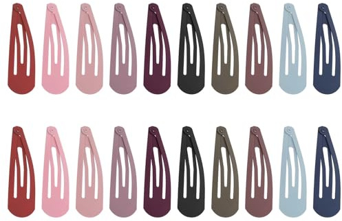 Giantree 7 cm Fermagli Per Capelli Per Ragazze, 20 mollette capelli bambina Fermagli Per Capelli Con Bottoni in metallo Colorati (10 colori)