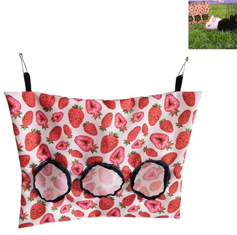 Zwenjuan Sac de nourriture, sac à foin pour foin, mangeoire pour lapin, chinchilla, hamster, cochon d'Inde, petits animaux (3 fenêtres)
