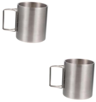 UPKOCH 2 Stck. Klappbarer Campingbecher Wasser Kaffee Reisebecher Getränke Lagerfeuer Tassen hydro kaffeekännchen coffee pot tee mug Campingbecher Tasse Reisschale Edelstahl 304 Silver