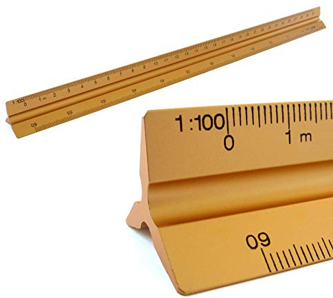 Righelli Scala alluminio scala triangolare triangolare 1: 100, 1: 200, 1: 250, 1: 300, 1: 400, 1: 500, lunghezza 30cm righello triangolare