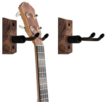 String Swing Ukulele Wall Mount Stand for Mandolin Uke Concert Pineapple Soprano Tenor and Baritone Compatible Case Alternative Kit for Home or Studio â Black Walnut Hardwood (2 Pack)