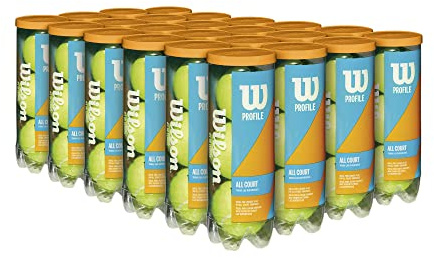 Wilson Profile All Court Tennis Balls - Yellow, 24 Can Case (72 Balls)