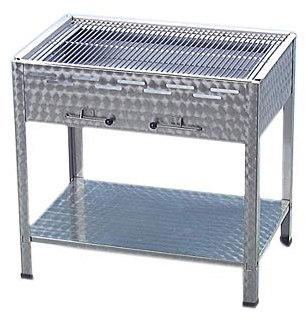 BSR-Grillen Holzkohlegrill Grillwagen Kohlegrill aus Edelstahl 65x53x80 cm Grillfläche 59,5x47 cm ideal für Privat Verein Catering Gastronomie (Grillrost Edelstahl)