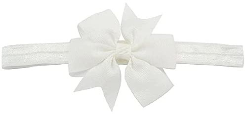 Haarband für Mädchen mit Schleife Baby Bow Punkte Taufe Zeremonie Geburtstag Geschenk Geburt Brillabenny (weiß)