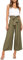 FANCYINN Damen 2 teiliges Crop Pants Set mit weitem Bein Wide Strap V-Ausschnitt Tank High Waist Cropped Paper Bag Hose mit Gürtel Olivgrün L