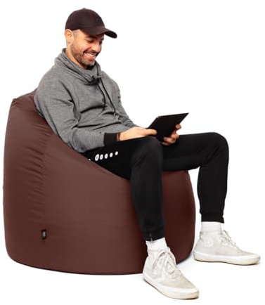 PATCH HOME Patchhome Sitzsack Tropfenform mit Reißverschluss Nachfüllbar - für In & Outdoor - mit Styropor Füllung 3 Größen erhältlich XXL - Höhe 115cm, Durchmesser 95cm Braun