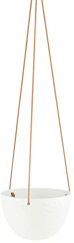 AmeliaHome Blumentopf aus Keramik Pflanzentopf hängend Deko Lokai Creme