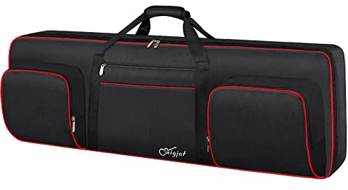 SNIGJAT Keyboard-Tasche mit 76 Tasten, weich (Innen: 127 x 45,7 x 15,5 cm), gepolsterte Klaviertasche mit Griffen und verstellbaren Schultergurten, Keyboard-Gigbag mit 3 Taschen für Notenständer,
