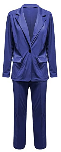 Générique Tailleur Femme Ensemble Pantalon Chic et Elegant Couleur Unie Slim Fit Blazer Veste Formel Bureau Travail Pantalon Costumes Manteau Ensemble Col Revers Veste Manteau Pantalon 2 Pièces