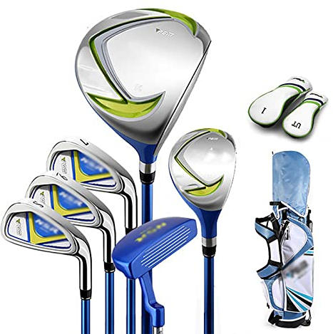 Komplettes Junior-Golfschläger-Set, 6-teilig, mit Tasche, Golfschläger-Set für Jungen und Mädchen, inklusive Fairwayholz, Eisen, Putter, Schlägerhaube, Golf-Standtasche, für Kinder,