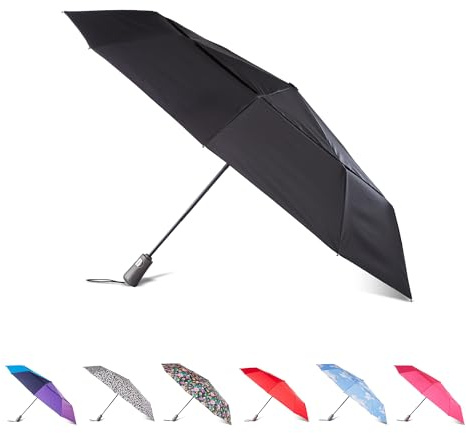 Totes Auto Open/Close Windproof Ultimate Compact Umbrella with UV and Water Repellent Protection