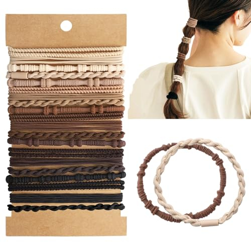 Guidre Haargummi Damen, 20 Stück Boho Haargummis Armbänder Geflochtene Haarbänder Elastische Damen für Mädchen, Stretch Pferdeschwanz Haargummi für Dünnes Dickes Mittleres Langes Haar