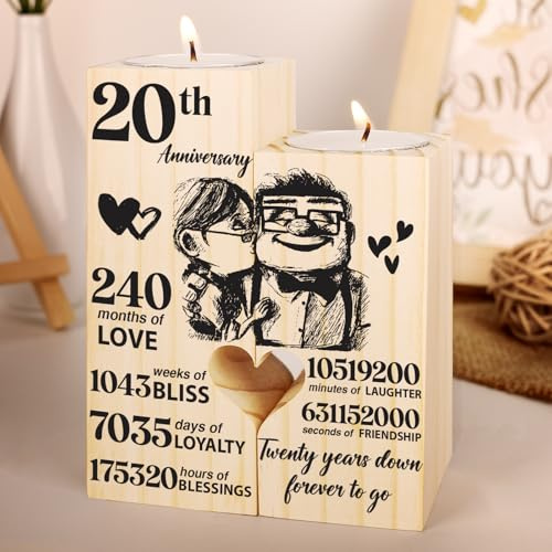 20th Anniversary Wedding Gifts for Wife,Husband, Couples Gift Candlestick, Twenty Years Wedding Anniversary Present for Her, Him, Parents, Mum and Dad