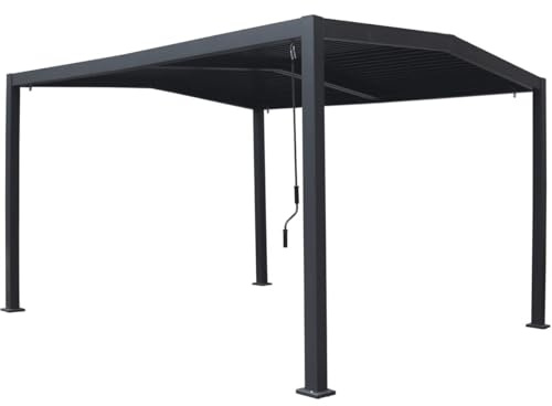 Pergola bioclimatica tetto a 2 lati Victoria in alluminio e metallo - 3,5 x 4 m - Grigio
