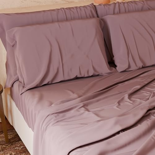 PETTI Artigiani Italiani - Juego de sábanas de matrimonio de 4 piezas, suaves y transpirables, juego de cama con sábana encimera, sábana bajera con esquinas elásticas y 2 fundas de almohada color rosa