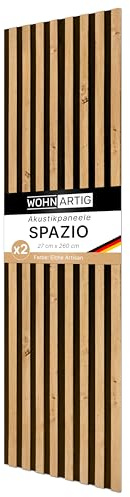wohnartig® Akustikpaneele Spazio - 260 cm x 54 cm* Set - (Set = 2 Stück 260 cm x 27 cm) | Farbe: Eiche Artisan | Wandverkleidung | Akustikpaneel | Wandpaneele auf Filz |