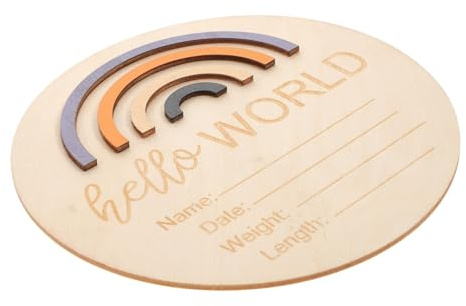 CONGARTENO Wooden Cards Rainbow Photo Prop Announcement Sign Newborn Name Sign for Gender Reveal Shower Lightweight