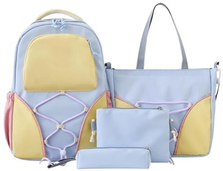 yybng Mochila Escolar | 4 Piezas Set Mochilas Estudiante,Estuche Mochila Cartulina Gran Capacidad para Universidad Chicas Adolescentes Material Escolar Libros Aula Compras Salidas Cortas