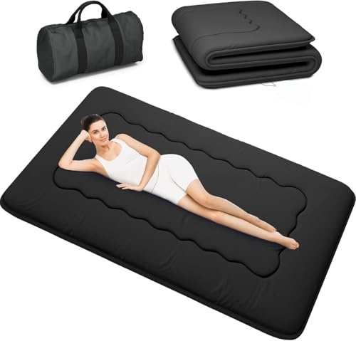 Kiseely Materasso futon, materasso da pavimento giapponese, Materasso futon pieghevole portatile, Materassino per portatile pieghevole con tappetino Tatami con borsa e cinghia (Nero GV1, 120X200cm)