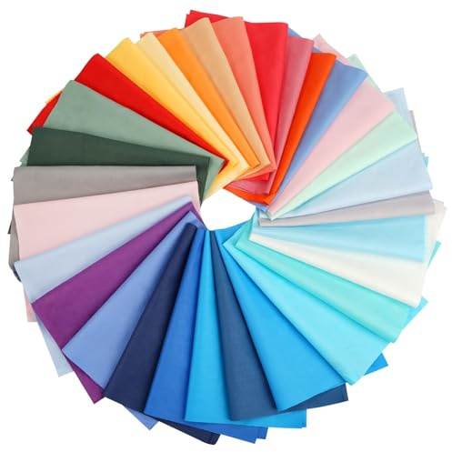 30 Pcs Cotton Fabric Squares for Sewing Precut Quilting Patchwork Bundle | 20cm x 25cm Coloured Mixed Squares Bundle for Artcraft Sewing Fabric Cotton Patchwork