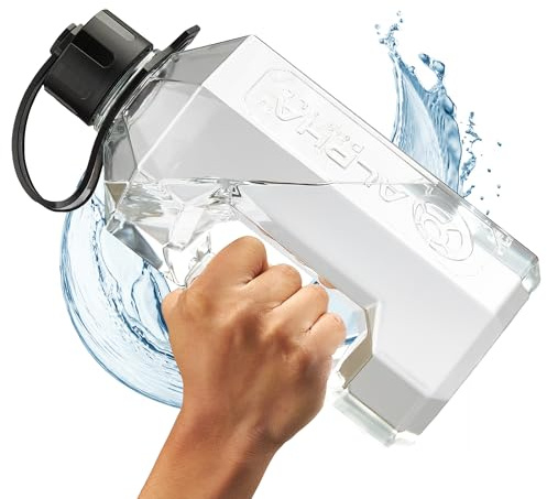 Alpha Designs | 2 Litre Water Bottle | 2.4l Large Drinks Water Jug | Gym, Holiday, Travel | Clear