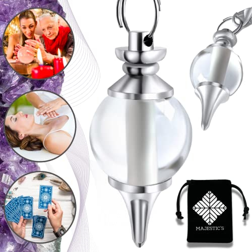 Pendule Cristal de Roche, Pendule Divinatoire de Radiesthésie Sephoroton en Pierre Naturelle de Quartz Blanc – 14 GR [GARANTIE A VIE]