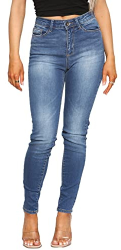 989Zé ENZO EZL416 Womens Jeans Skinny Stretch Trousers Ladies Denim Slim Fit Pants with Pockets All Waist Sizes UK 8-20 (14, Blue)