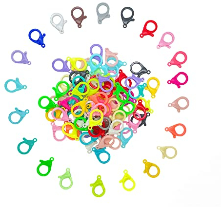 OHYER 100 Piezas Cierres de Langosta de Plástico Cierres de Garra de Langosta Cierre de Pinza de Langosta Llavero de Cierre de Langosta para DIY Hacer de Manualidades y Joyas 25mm (Colores Mezclados)