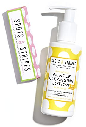 Spots & Stripes - Starter Skincare Set for Girls, Easy-to-Use and Natural Essentials for Teen and Young Skin, with Virgin Coconut, Kanuka and Niaouli, Super Gentle, Combats Blemishes (150ml and 15g)