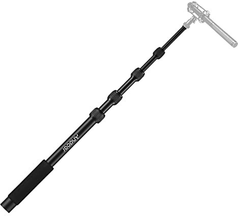 YANGZY Handheld Microphone Boom Arm 5-Section Extendable Mic Arm Aluminum Alloy Boom Pole for Microphones 1/4 Inch Screw & Thread with Foam Grip Twist Locks 40cm-155cm/15.7in-61in Adjustable Length