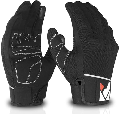 Katx Protective Motorcycle Motorbike Gloves Men Women, Knuckle Leather Armoured Gloves Lining for Scooter Motocross ATV MTB Riding Casual Racing Gear (L, Black)