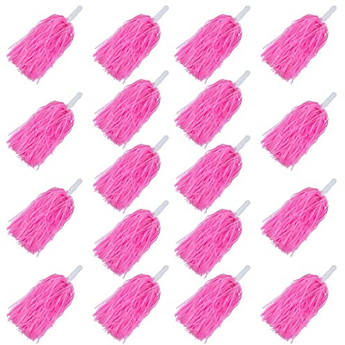 XIPEGPA Cheerleader-Pompons, Kunststoff, Cheerleader-Pompons, für Sport, Mannschaften, Tanzen, Party, Fußball, Basketball, Geist, Sport, Bühne, Performance, Feier, 18 Stück (Rosa)