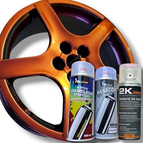 Flip Flop Lack mit Multi Color PHOENIX (rot-gold) Chamäleon-Effekt Sprühset, (1x Flip Flop Sprühfarbe + 1x Basisspray Schwarz + 1x 2K-Klarlack), 3x Spray, 1200ml