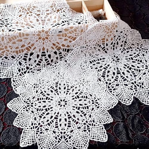 4 Stück Spitze Runde Gestickte Tischläufer, Handarbeit Geklöppelt Weiße Spitzendeckchen, Häkeln Platzdeckchen für Küche, Esszimmer, Dreamcatcher Dekoration 30cm